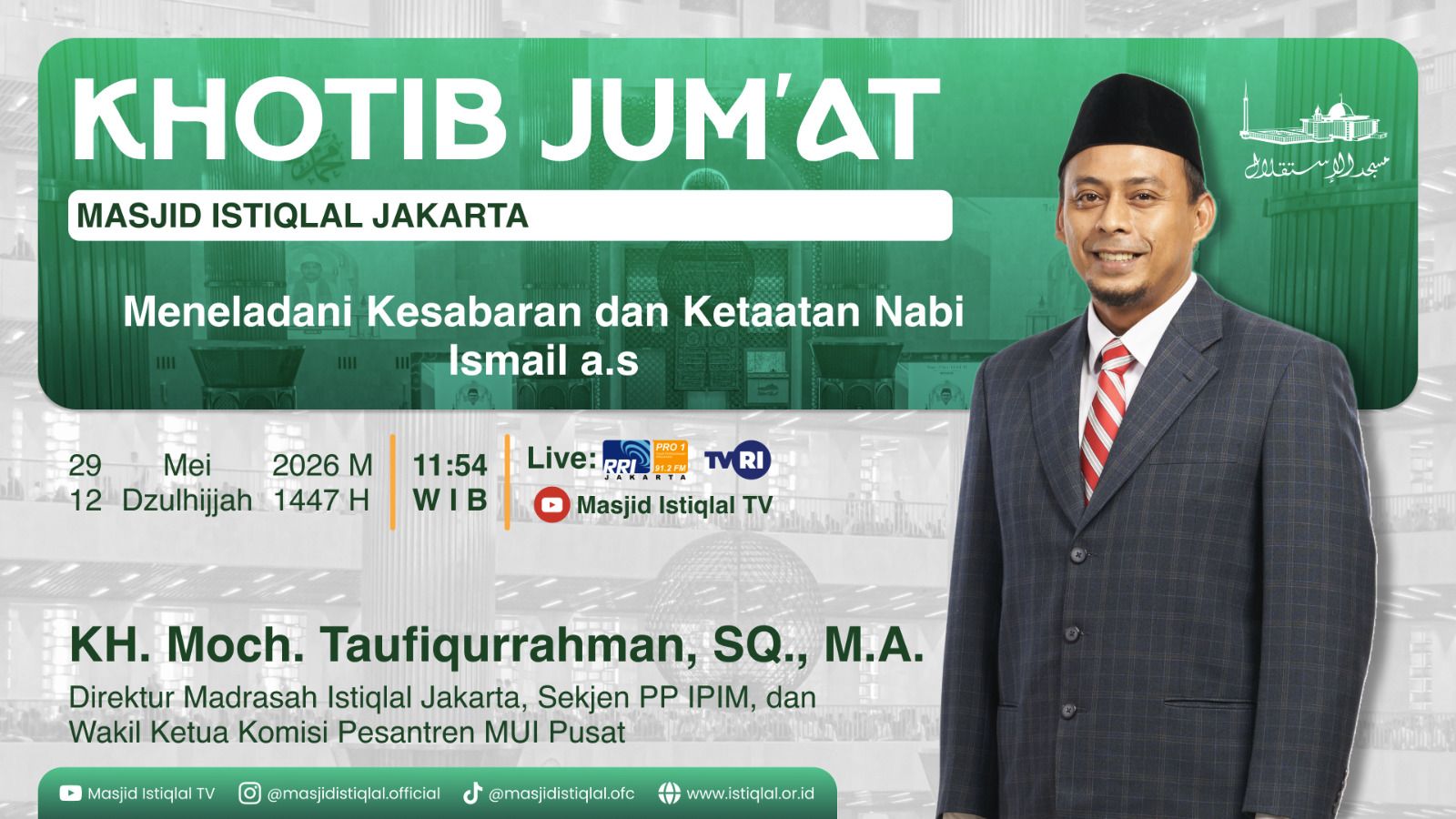 Khutbah Jumat Istiqlal: Meneladani Ketaatan dan Kesabaran Nabi Ismail a.s.