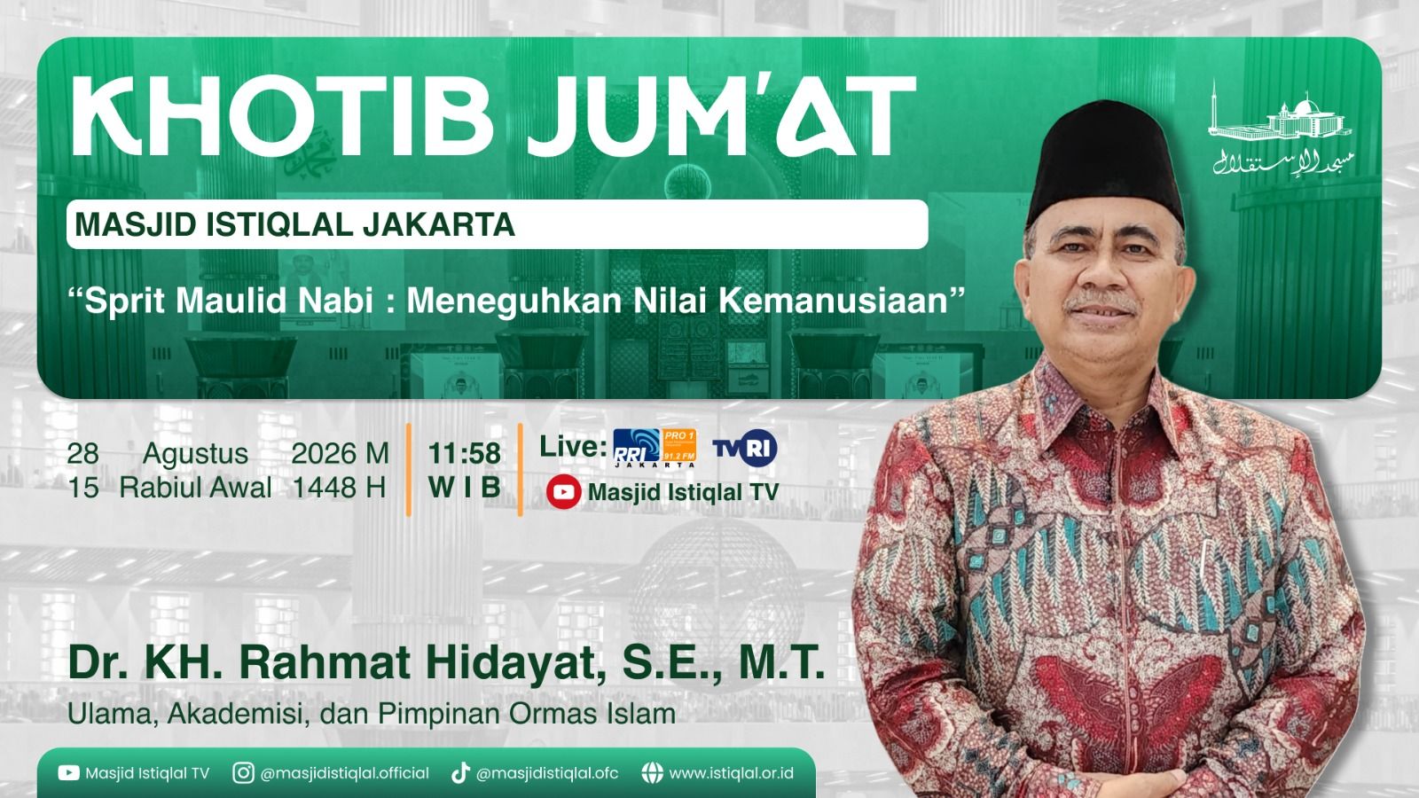 Khutbah Jumat Istiqlal : Meneguhkan Nilai Kemanusiaan