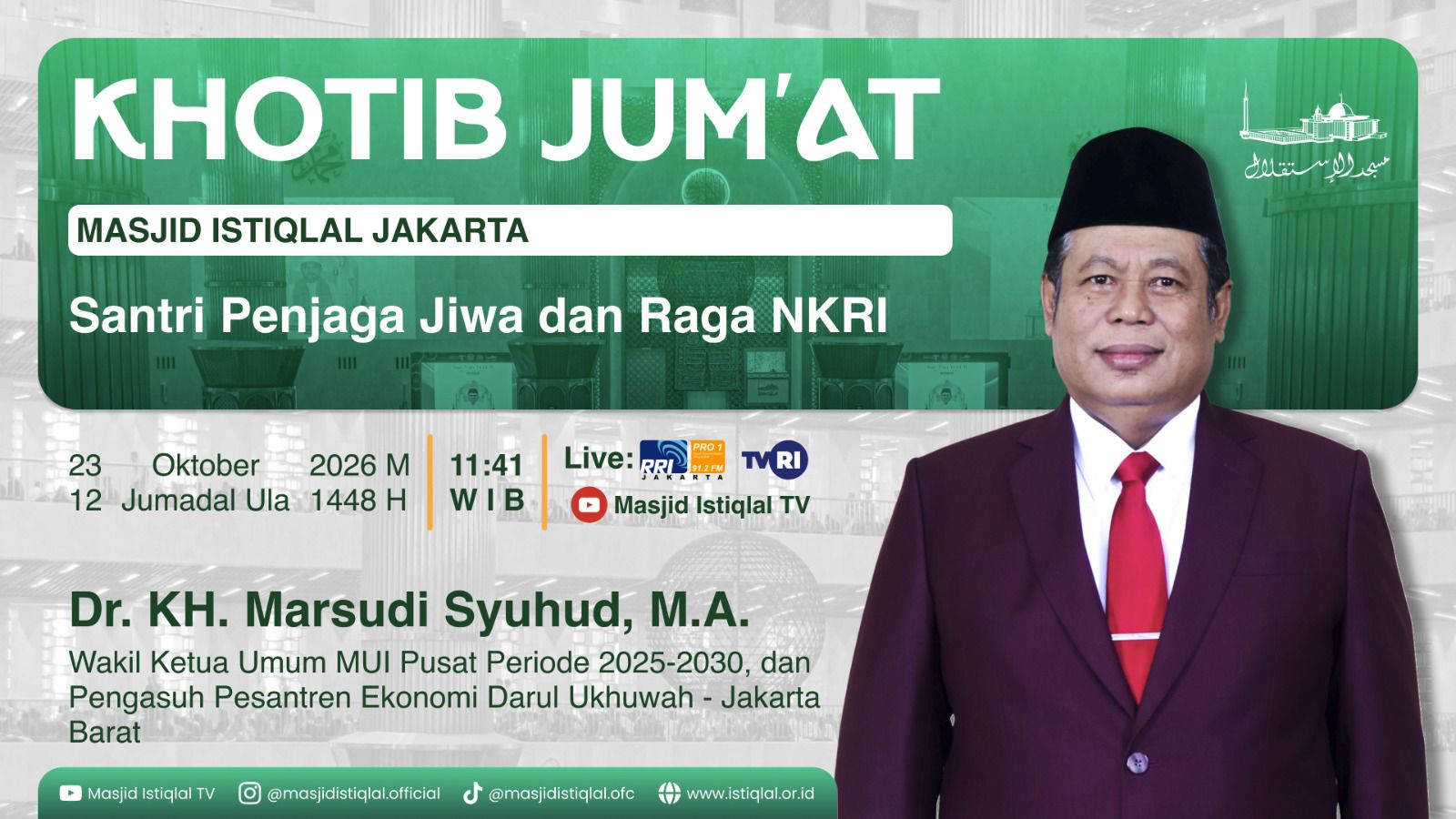Khutbah Jumat Istiqlal: Santri Penjaga Jiwa dan Raga NKRI