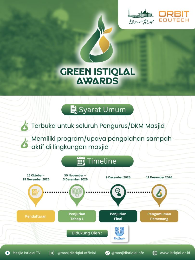 Masjid Istiqlal dan Orbit Edutech Gelar Green Istiqlal Awards 2026, Dorong Pengolahan Sampah Masjid Jadi Berkah