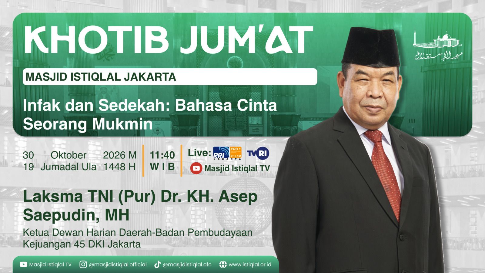 Khutbah Jumat Istiqlal: Infak dan Sedekah Bahasa Cinta Seorang Mukmin
