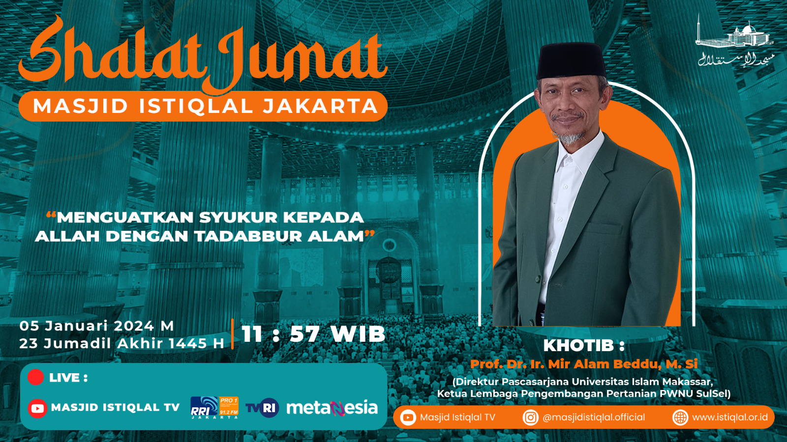 Khutbah Jumat Masjid Istiqlal: Menguatkan Syukur kepada Allah Dengan Tadabbur Alam