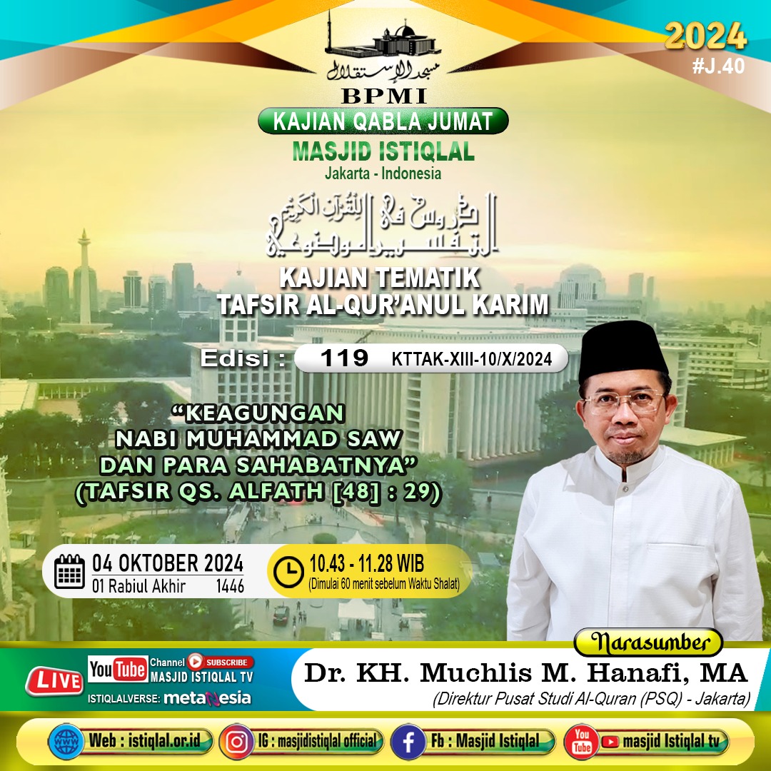 Kajian Jumat Istiqlal: Keagungan Nabi Muhammad SAW dan Para Sahabatnya (Tafsir QS. Al-Fath Ayat 29)