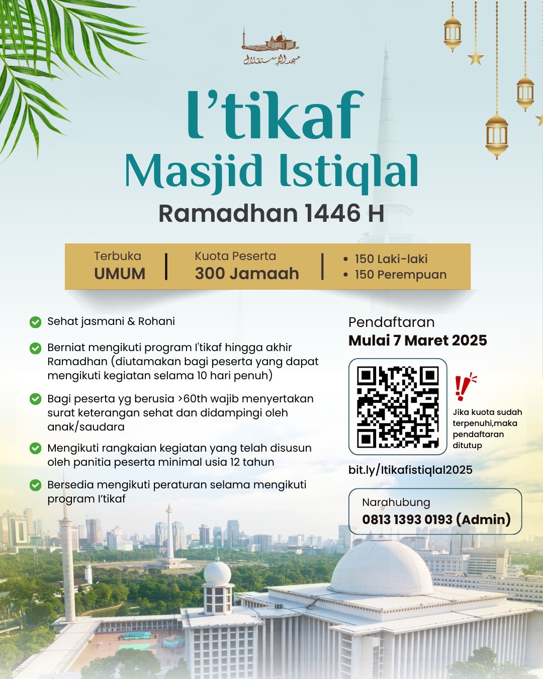 Informasi Pendaftaran Itikaf Terpadu di Masjid Istiqlal